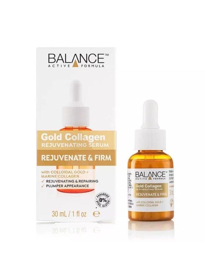 Balance Active Formula Gold + Vegan Collagen Firming Serum - Luxurious Glow with Gold, Youthful Skin Tightening, Lightweight & Non-Greasy, Proven Results - 30ml - Image 1